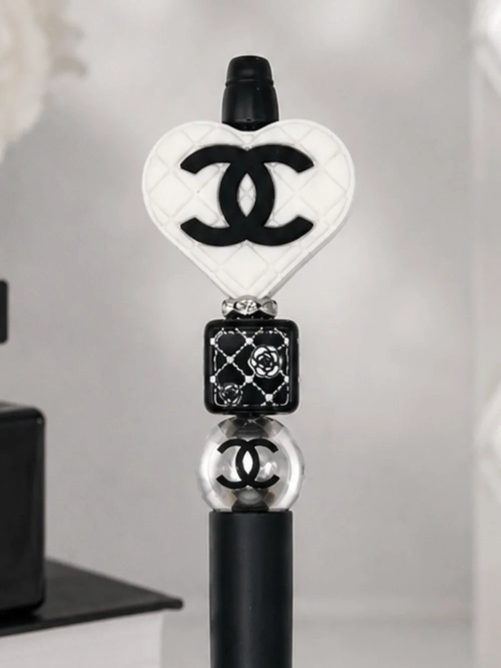 Onyx & Ivory Beaded Pen